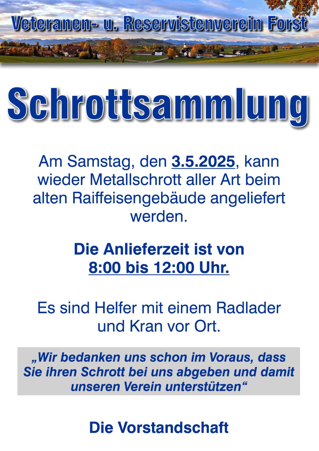 Plakat Schrottsammlung 2025